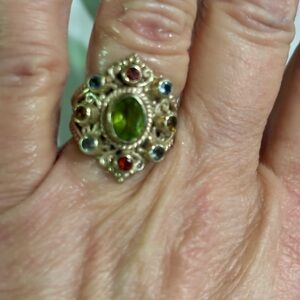 Elegant Sterling Silver and Multicolor Gemstone Ring